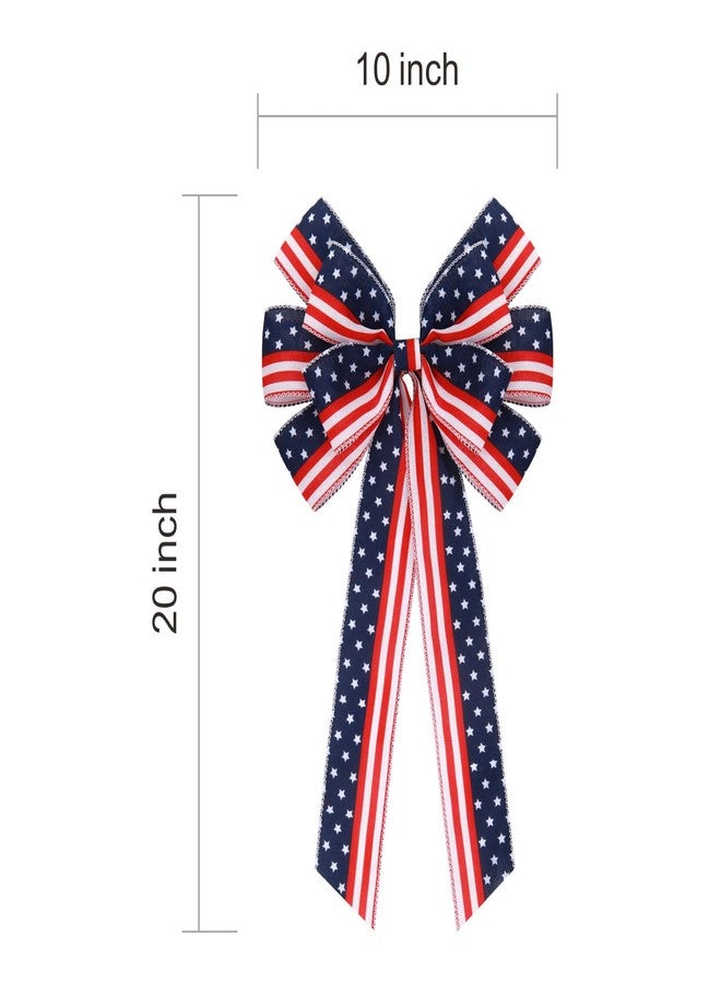 Meseey 2 Pack Extra Large Patriotic Bows for Wreaths American Flag Stars & Stripes Bow, Waterproof 4th of July/Independence Day Decor for Outdoor Fence, Door, Party Bunting (Red White Blue Star Bows) - Image 3